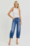 RISEN Full Size High Rise Crop Mild Barrel Jeans Plus Size - Trendsi - Flyclothing LLC
