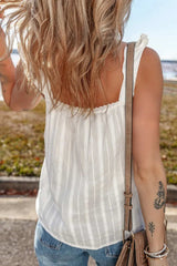 Lace Detail Ruffled Buttoned Loose Fit Tank Top - Trendsi - Flyclothing LLC