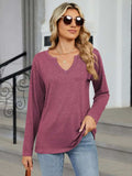Notched Long Sleeve T-Shirt - Trendsi - Flyclothing LLC