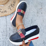 Metal Buckle Round Toe Slip-Ons - Trendsi - Flyclothing LLC