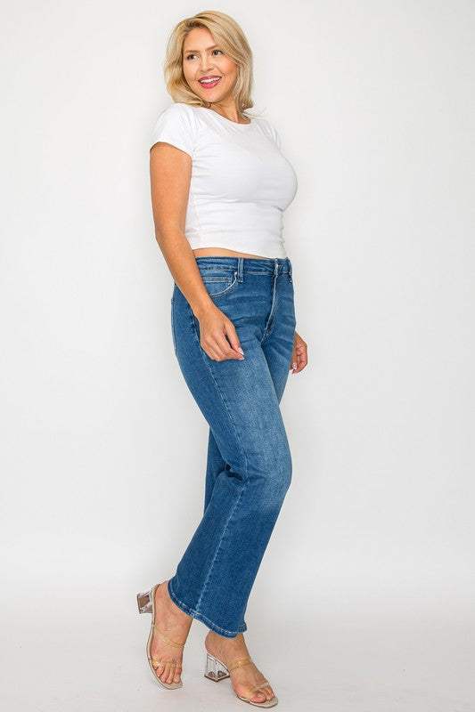 bytos Full Size Cat's Whiskers Mid Rise Ankle Jeans - Trendsi - Flyclothing LLC