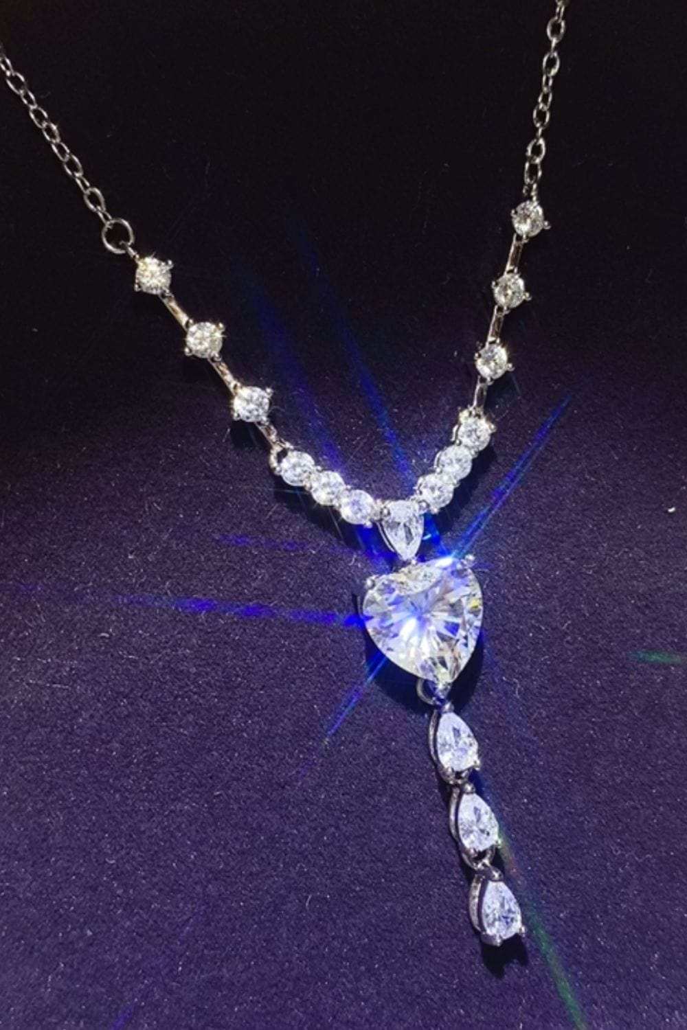 3 Carat Moissanite 925 Sterling Silver Drop Necklace - Trendsi - Flyclothing LLC