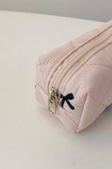 Bow Embroidered Quilted Storage Bag - Trendsi