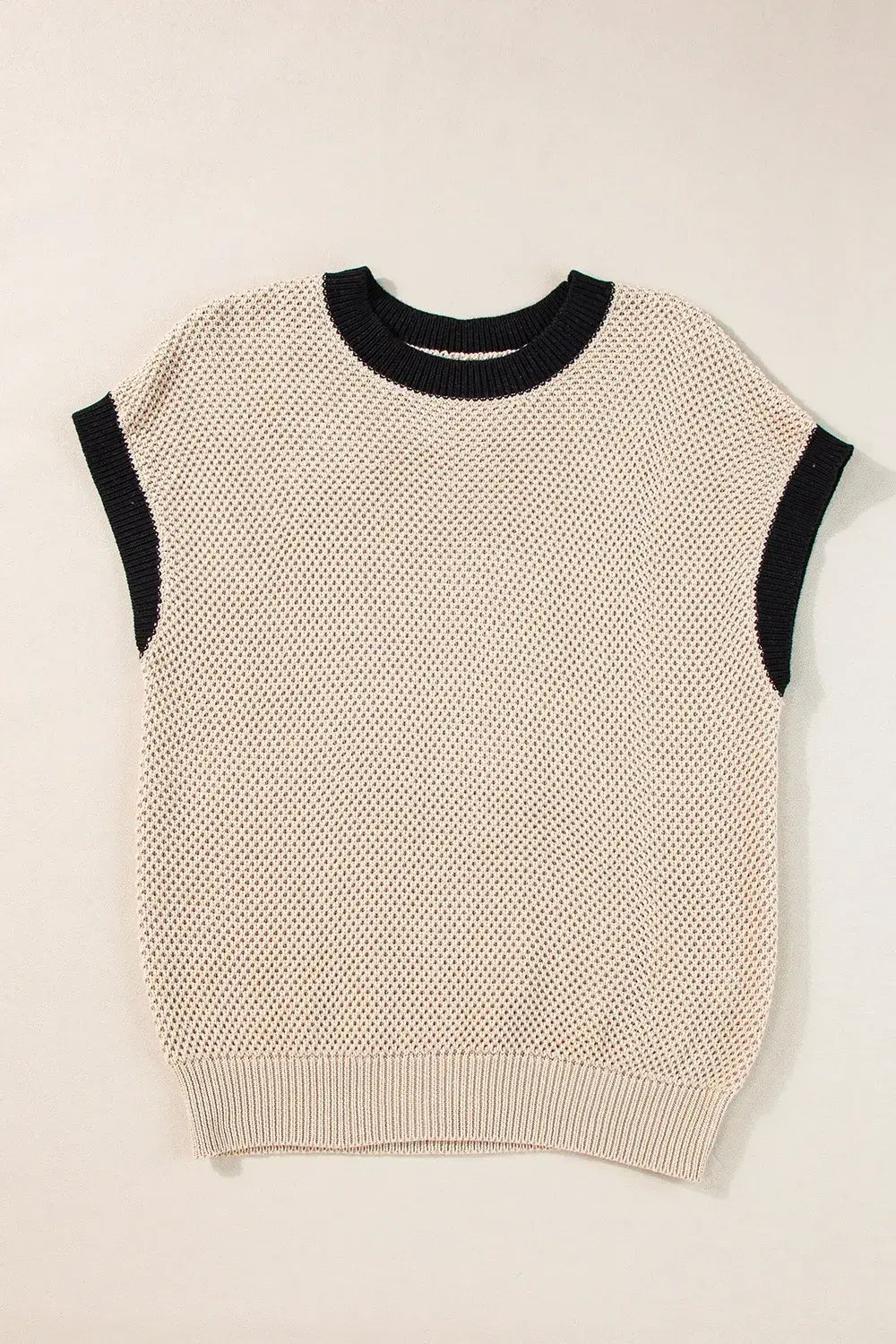 Textured Knit Sweater with Contrast Trim Details - Trendsi - Flyclothing LLC