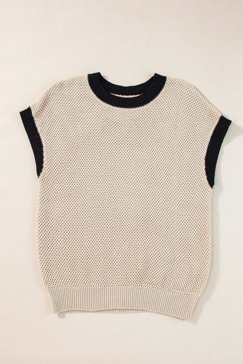 Textured Knit Sweater with Contrast Trim Details - Trendsi - Flyclothing LLC