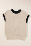 Textured Knit Sweater with Contrast Trim Details - Trendsi - Flyclothing LLC