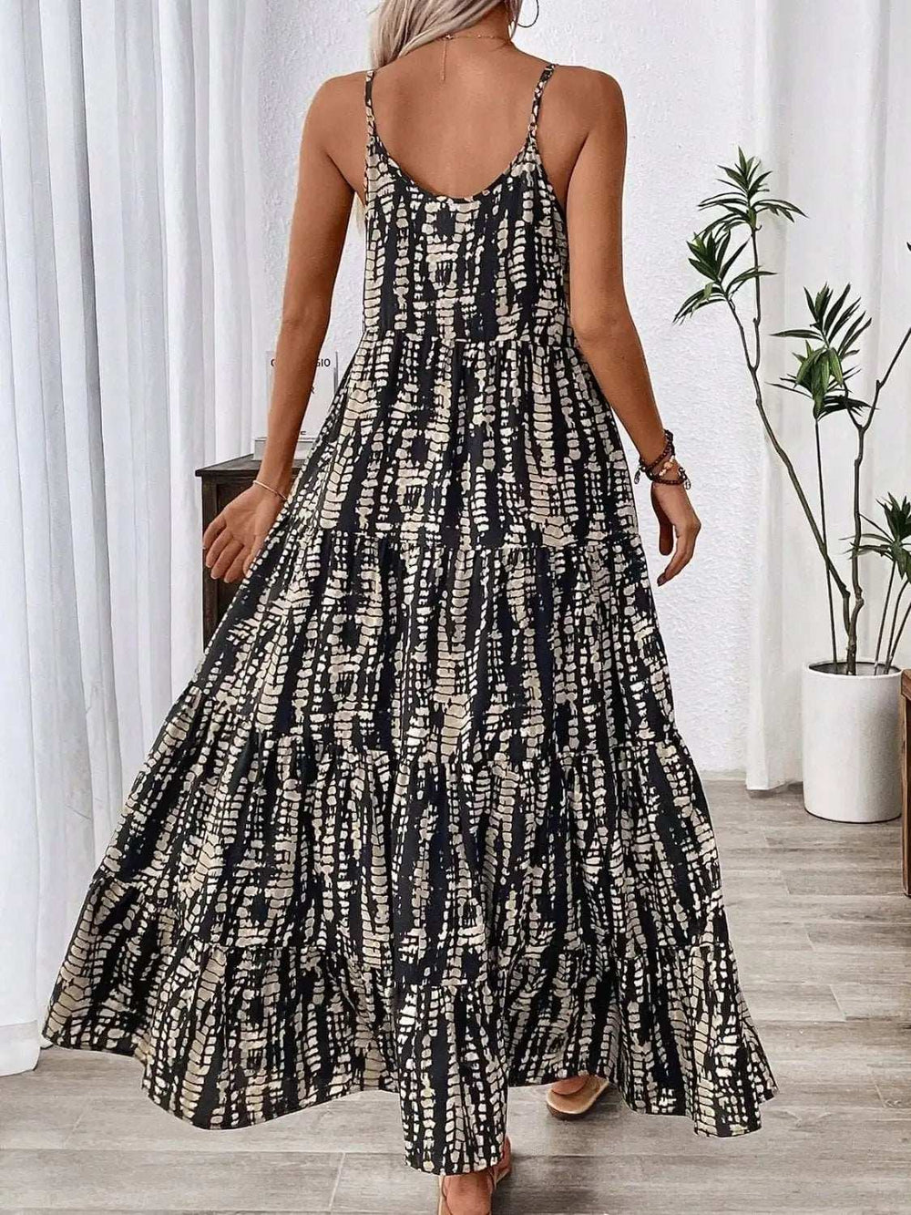 Printed Scoop Neck Maxi Cami Dress - Trendsi - Flyclothing LLC