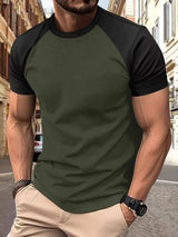 Men's Full Size Round Neck Contrast T-Shirt Plus Size - Trendsi - Flyclothing LLC