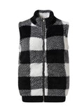 Plus Size Cozy Plaid Fleece Vest Coat - Trendsi - Flyclothing LLC