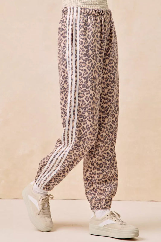 BiBi Side Lines Leopard Track Pants - Trendsi - Flyclothing LLC