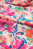 Ruffled Printed Tie Neck Cap Sleeve Blouse - Trendsi - Flyclothing LLC