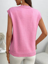 Mock Neck Cap Sleeve Knit Top - Trendsi - Flyclothing LLC