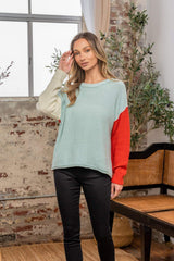Sew In Love Full Size Color Block Drop Shoulder Sweater - Trendsi - Flyclothing LLC
