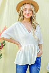 And The Why Textured and Soft V Neck Casual Top - Trendsi - Flyclothing LLC