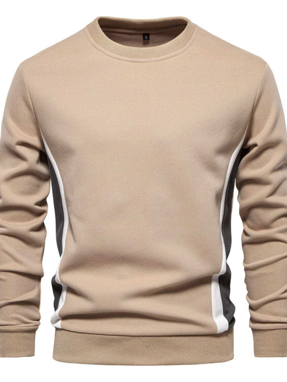 Men's Side Striped Contrast Round Neck Sweatshirt - Trendsi - Flyclothing LLC