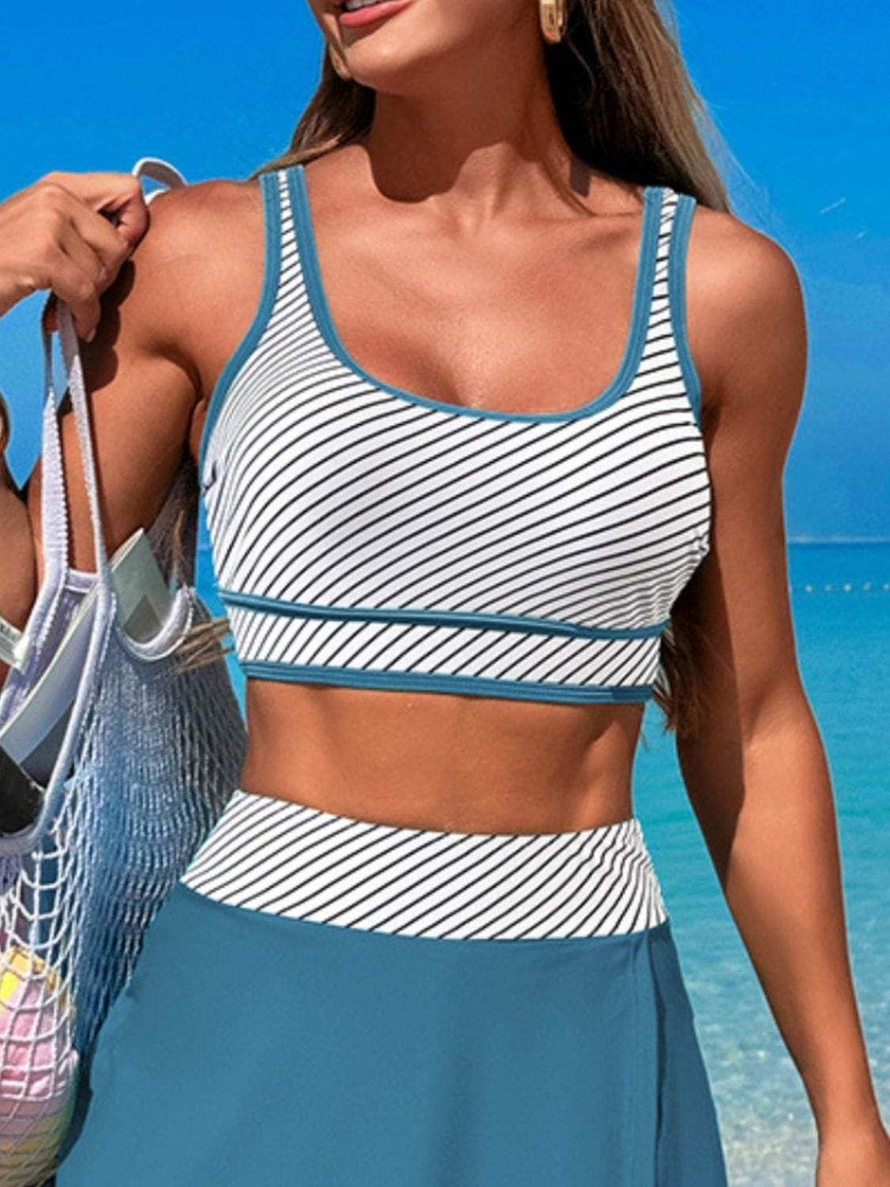 Scoop Neck Top and Skort Swim Set - Trendsi - Flyclothing LLC