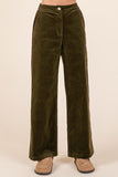 Mittoshop Corduroy Back Elastic Waist Pants - Trendsi