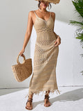 Openwork Scoop Neck Cover-Up Dress - Trendsi