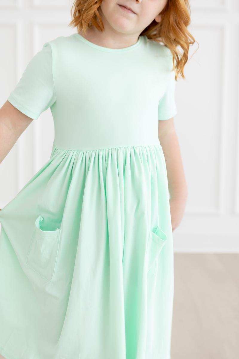 Pastel Green S/S Pocket Twirl Dress - Mila & Rose ® - Flyclothing LLC