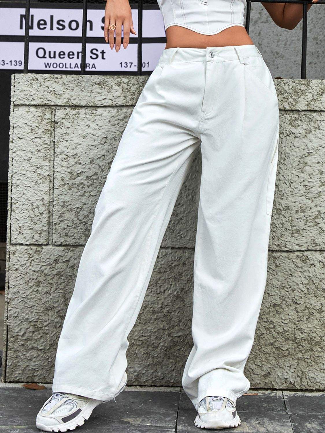 Wide Leg Jeans with Pockets - Trendsi - Flyclothing LLC