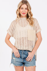 Ces Femme See Through Crochet Mock Neck Cover Up - Trendsi