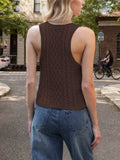 Cable-Knit V-Neck Knit Tank - Trendsi - Flyclothing LLC