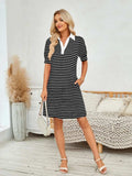 Contrast Striped Short Sleeve Mini Dress - Trendsi - Flyclothing LLC
