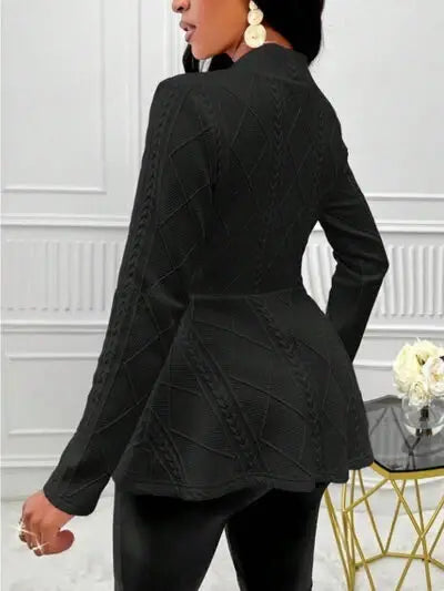 One Button Textured Peplum Cardigan - Trendsi - Flyclothing LLC