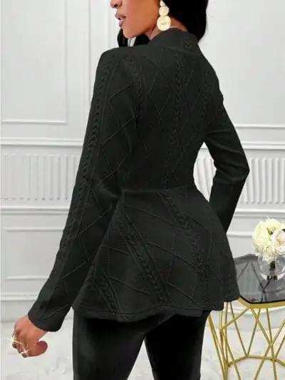 One Button Textured Peplum Cardigan - Trendsi - Flyclothing LLC