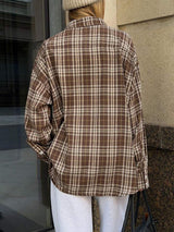Pocketed Plaid Button Up Shacket - Trendsi - Flyclothing LLC