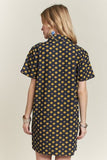 ADORA Floral Button-Up Mini Denim Dress - Trendsi