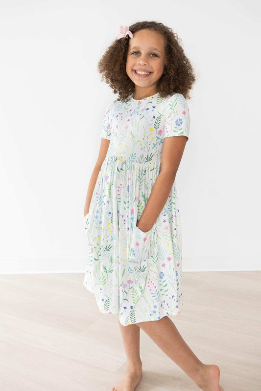 Spring Dandelion Floral S/S Pocket Twirl Dress - Mila & Rose ® - Flyclothing LLC