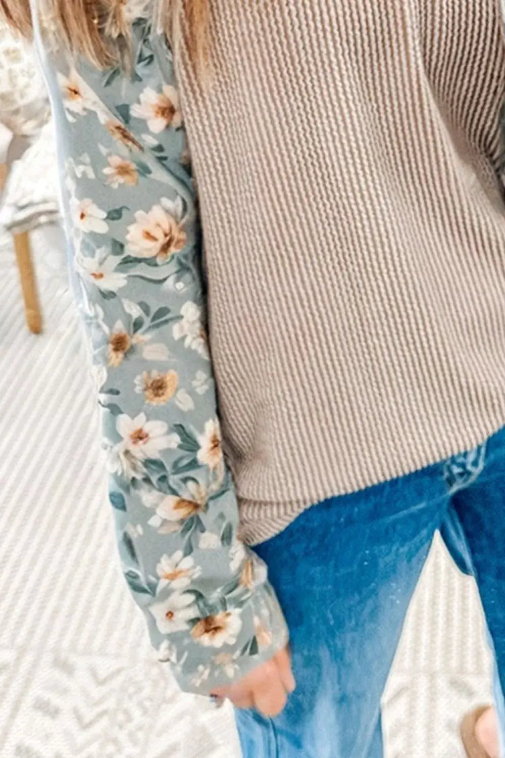 Floral Long Sleeve Round Neck Blouse - Trendsi - Flyclothing LLC