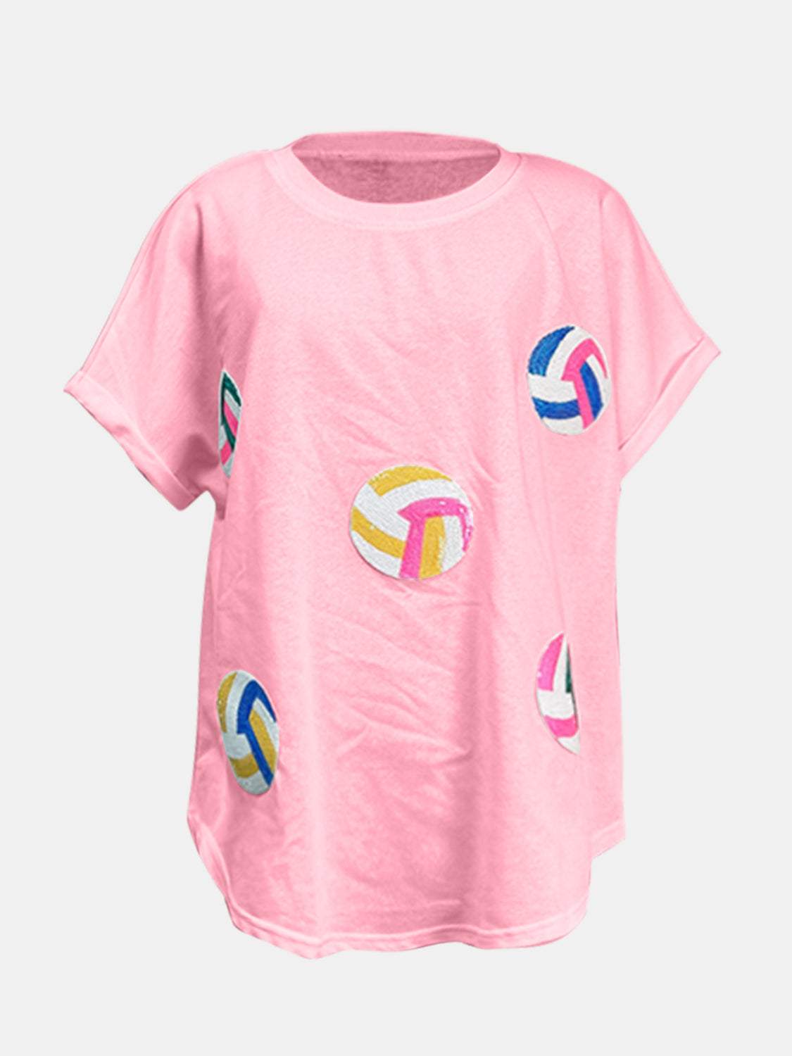 Sequin Round Neck Short Sleeve T-Shirt - Trendsi - Flyclothing LLC