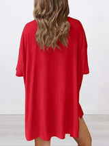 Full Size Oversized Round Neck Top and Shorts Set Plus Size - Trendsi - Flyclothing LLC