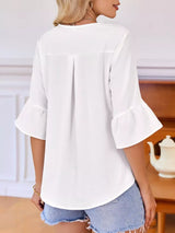 Ruffled Flounce Sleeve Blouse - Trendsi - Flyclothing LLC