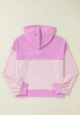 Corded Color Block Drawstring Hoodie - Trendsi - Flyclothing LLC