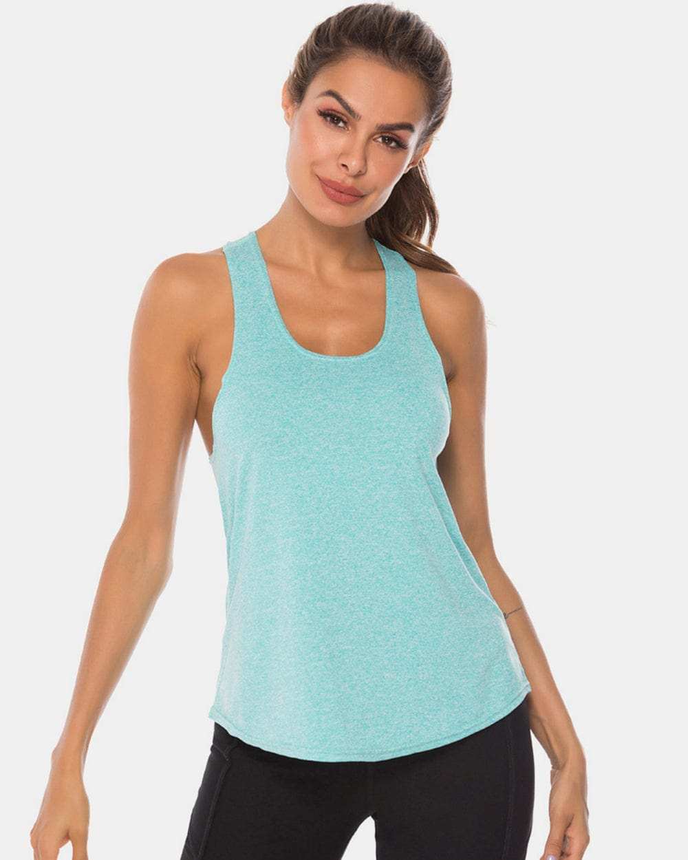 Full Size Scoop Neck Wide Strap Active Tank - Trendsi - Flyclothing LLC