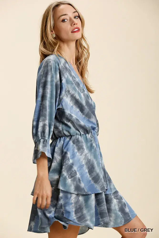 Umgee Tie Dye Ruffled Layered Dress with Elastic Waistband - Trendsi - Flyclothing LLC