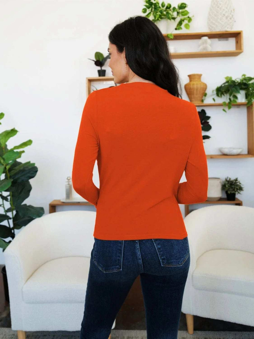 Ruched Mock Neck Long Sleeve T-Shirt - Trendsi - Flyclothing LLC