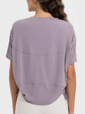 Drawstring Round Neck Short Sleeve Active T-Shirt - Trendsi - Flyclothing LLC