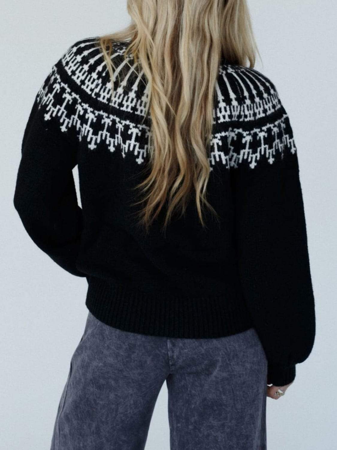 Contrast Turtleneck Long Sleeve Sweater - Trendsi - Flyclothing LLC