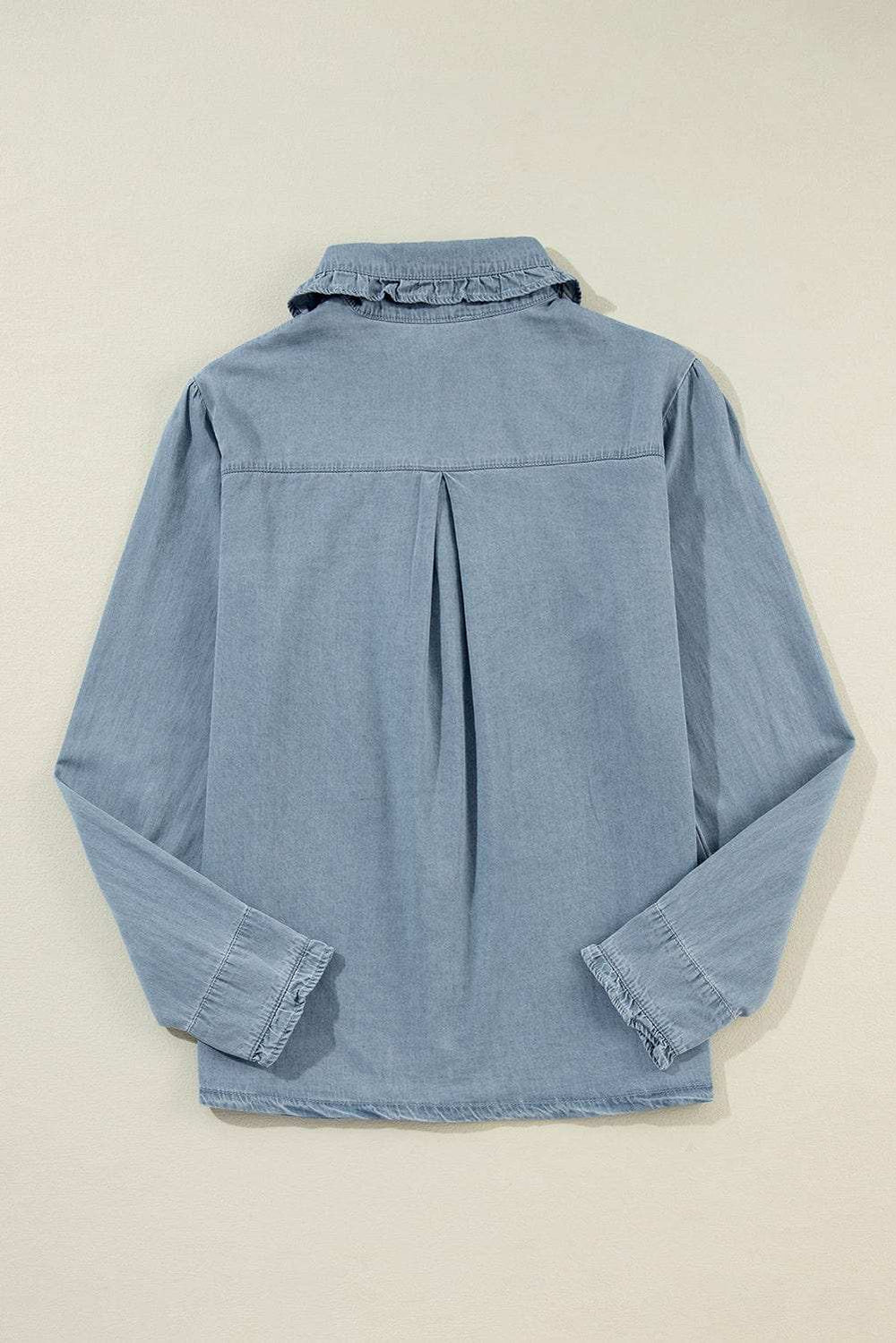 Button Up Long Sleeve Denim Top - Trendsi - Flyclothing LLC