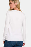 Zenana Full Size Solid Color Round Neck Long Sleeve T-Shirt - Trendsi - Flyclothing LLC