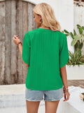 Notched Slit Half Sleeve Blouse - Trendsi