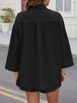 Button Up Long Sleeve Top and Shorts Set - Trendsi - Flyclothing LLC
