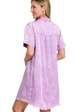 Zenana Tencel Mineral Washed Collared Shirts Dress - Trendsi