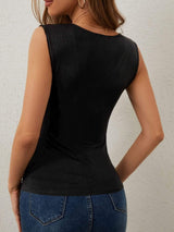 Rhinestone Detail Surplice Tank - Trendsi - Flyclothing LLC
