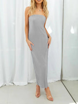 Lace-Up Back Tube Maxi Dress - Trendsi - Flyclothing LLC