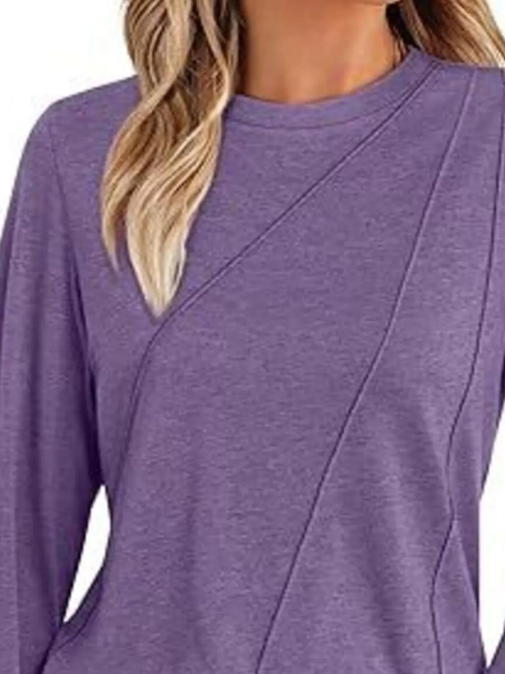 Round Neck Long Sleeve Top - Trendsi - Flyclothing LLC